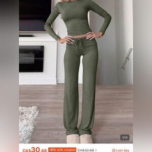 Shein Women's Olive/Army Green Comfortable and Snatching Set